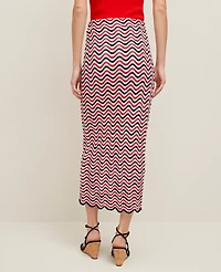 Ann Taylor Petite Striped Crochet Sweater Skirt Red/Black Multi Women's