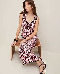 Ann Taylor Petite Striped Crochet Sweater Skirt Red/Black Multi Women's