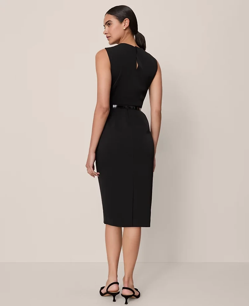 Ann Taylor Twist Neck Midi Sheath Dress Black Women's