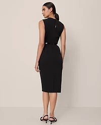 Ann Taylor Twist Neck Midi Sheath Dress Black Women's