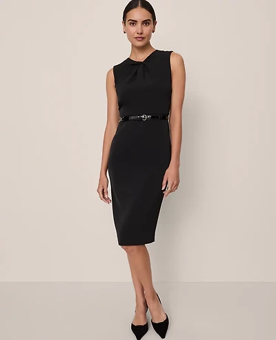 Ann Taylor Twist Neck Midi Sheath Dress Black Women's
