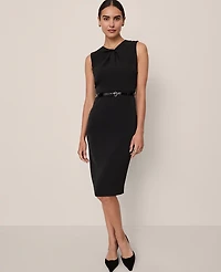 Ann Taylor Twist Neck Midi Sheath Dress Black Women's