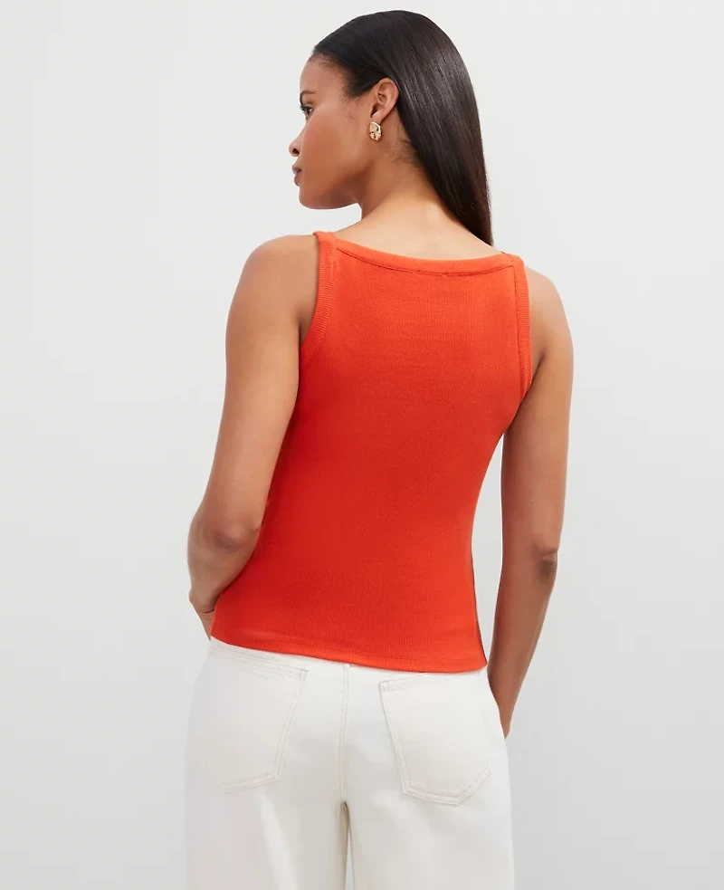 Ann Taylor Petite Button V-Neck Tank Top Size XL Red Pepper Women's