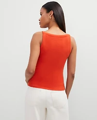 Ann Taylor Petite Button V-Neck Tank Top Size XL Red Pepper Women's