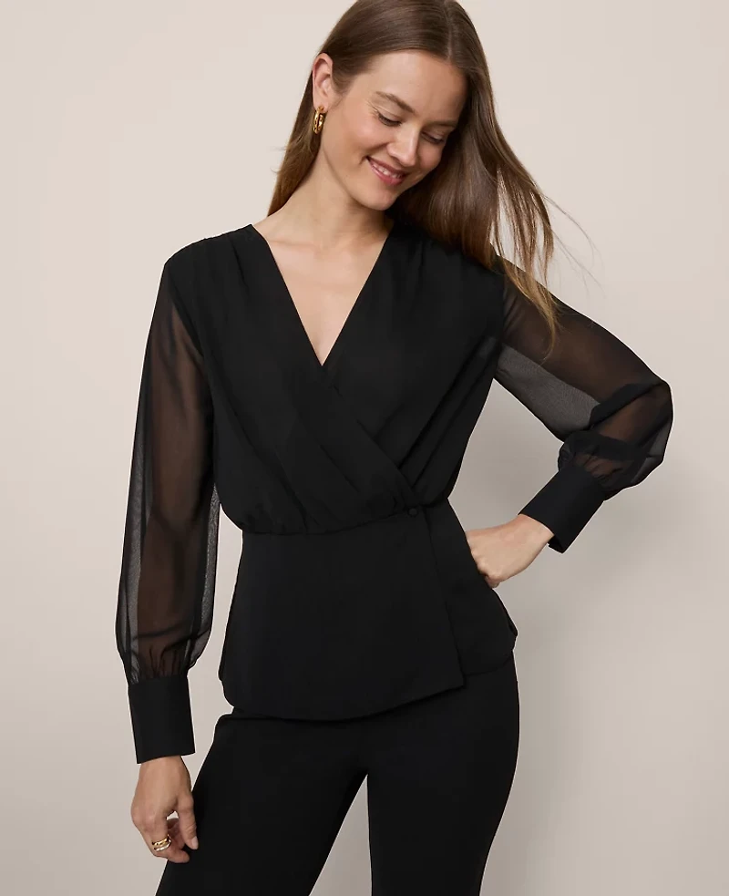 Ann Taylor Draped Wrap Blouse Women's