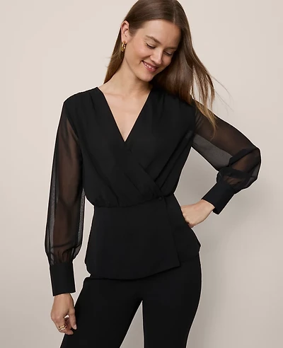 Ann Taylor Draped Wrap Blouse Women's