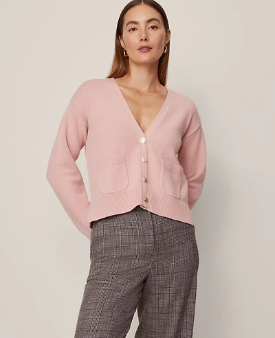 Ann Taylor V-Neck Cardigan Size XS Pale Mauve Women's