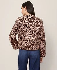 Ann Taylor Weekend Collection Animal Print Quilted Jacket Cafe Au Lait Women's