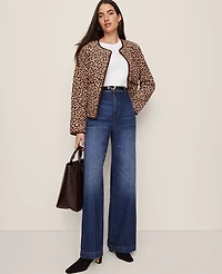 Ann Taylor Weekend Collection Animal Print Quilted Jacket Cafe Au Lait Women's