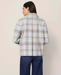 Ann Taylor Weekend Collection Plaid Short Trench Coat Park Fountain Women's