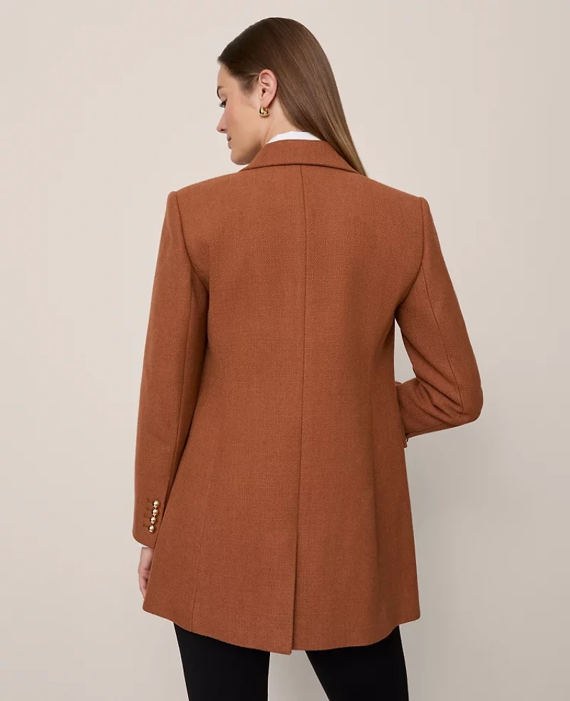 Ann Taylor Fitted Long Double Breasted Coat Spiced Cider Women's