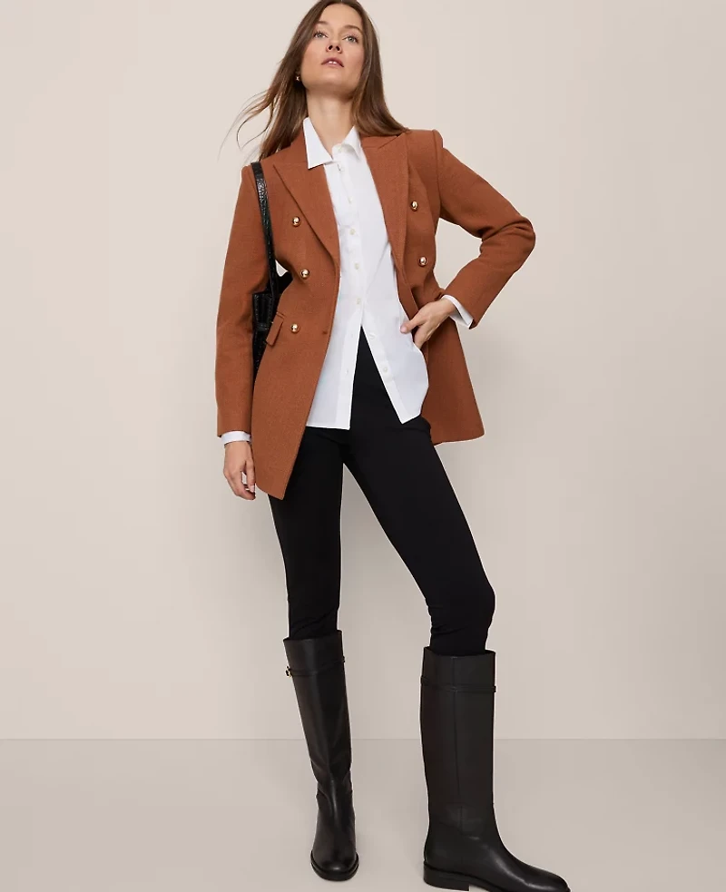 Ann Taylor Fitted Long Double Breasted Coat Spiced Cider Women's