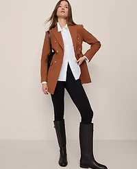 Ann Taylor Fitted Long Double Breasted Coat Spiced Cider Women's