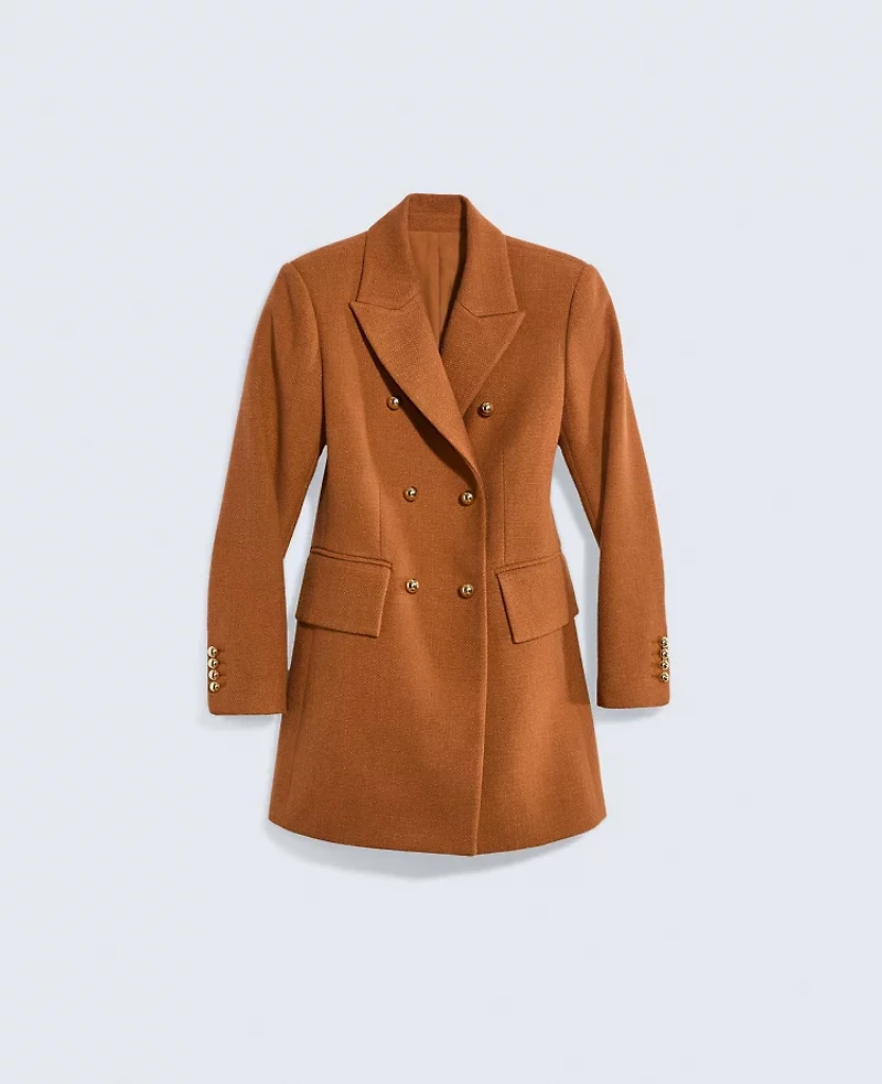 Ann Taylor Fitted Long Double Breasted Coat Spiced Cider Women's
