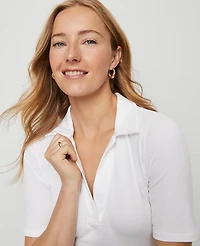 Ann Taylor Weekend Collection Split Neck Polo Top Women's