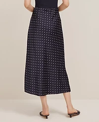 Ann Taylor Dotted Satin Bias Slip Skirt Size Large Night Sky-White Women's