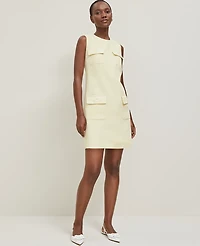 Ann Taylor Button Pocket Shift Dress Yellow Buttercream Women's