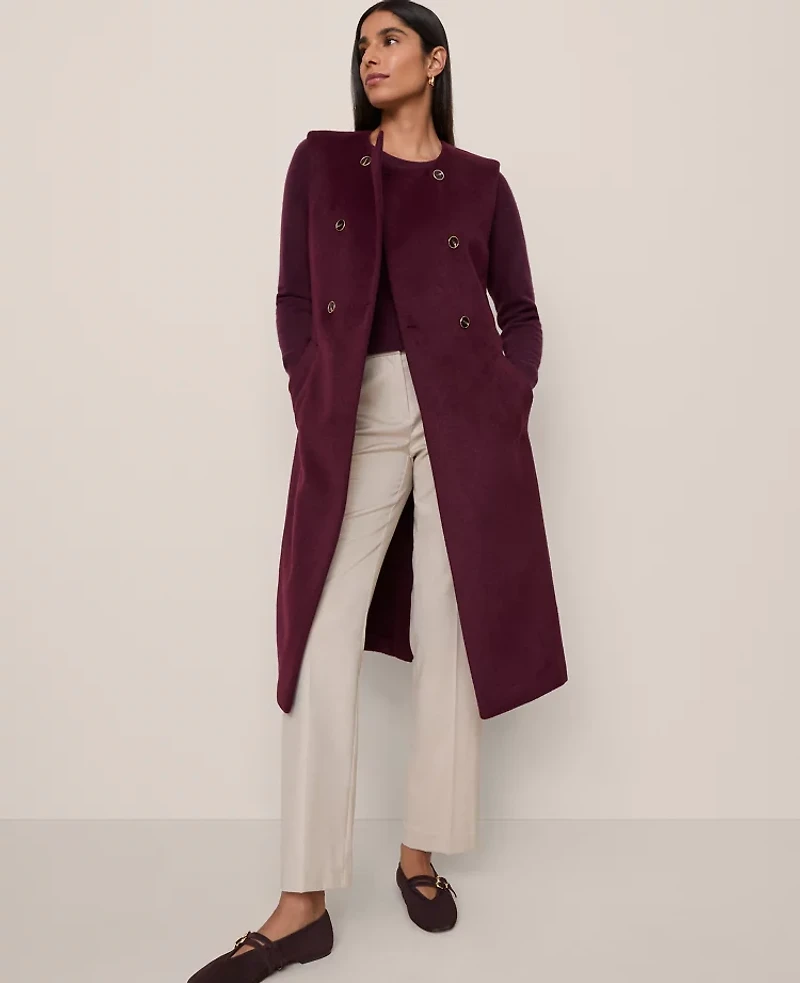 Ann Taylor Belted Trench Vest Poised Plum Women's