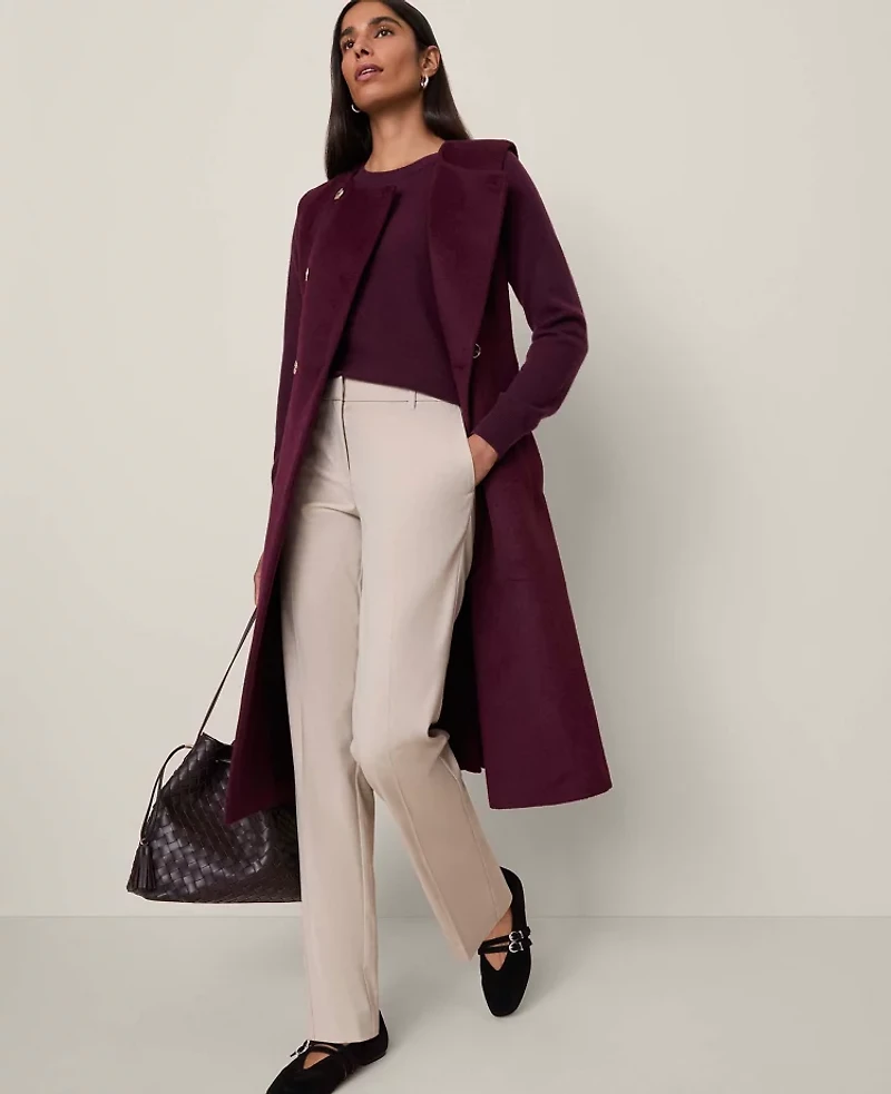 Ann Taylor Belted Trench Vest Poised Plum Women's