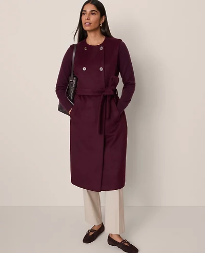 Ann Taylor Belted Trench Vest Poised Plum Women's