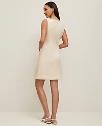Ann Taylor Square Neck Button-Down Dress Size 14 Sand Shell Women's