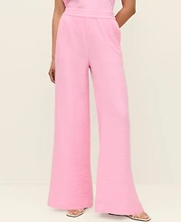 Ann Taylor The Pull-On Wide-Leg Pant Triple Cloth Strawberry Lemonade Women's