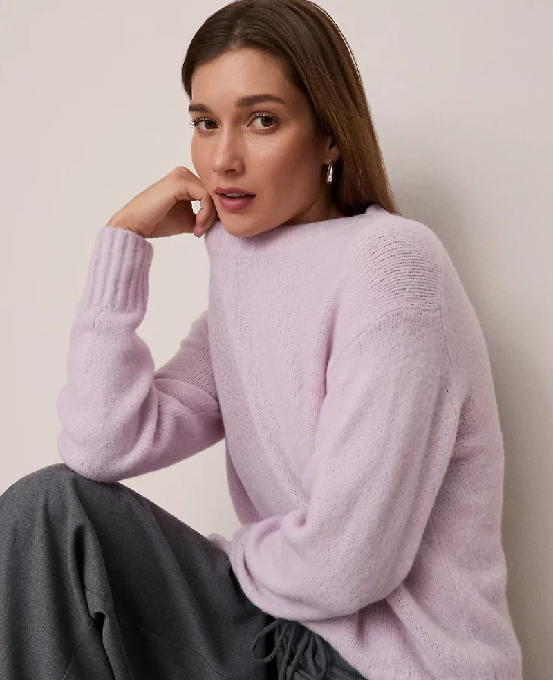 Ann Taylor Weekend Collection Cozy Crew Neck Sweater Lavender Frost Women's