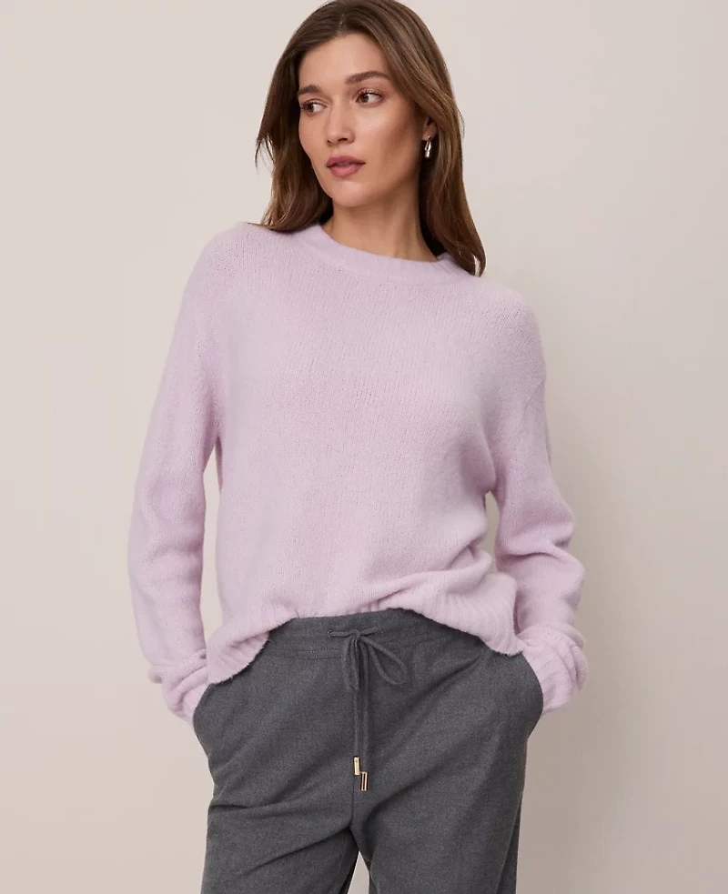 Ann Taylor Weekend Collection Cozy Crew Neck Sweater Lavender Frost Women's
