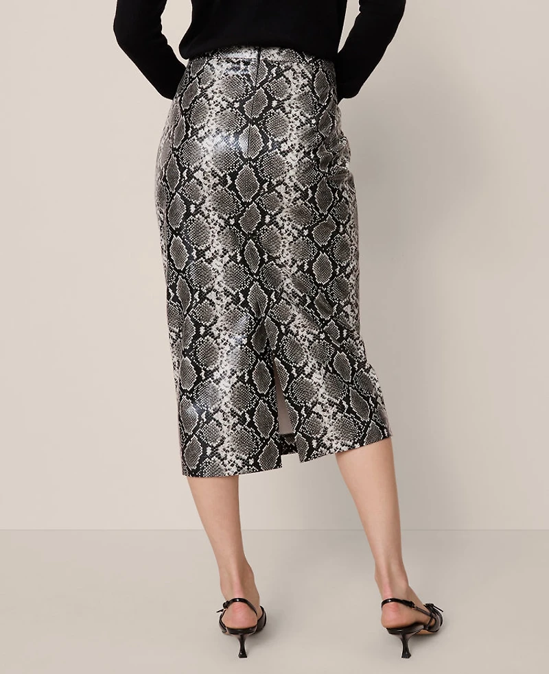 Ann Taylor Faux Leather Snake Print Skirt Black/ Neutral Snakeskin Women's