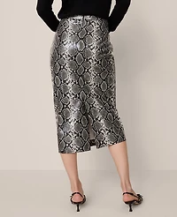 Ann Taylor Faux Leather Snake Print Skirt Black/ Neutral Snakeskin Women's