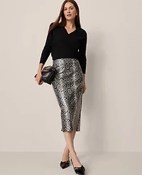 Ann Taylor Faux Leather Snake Print Skirt Black/ Neutral Snakeskin Women's