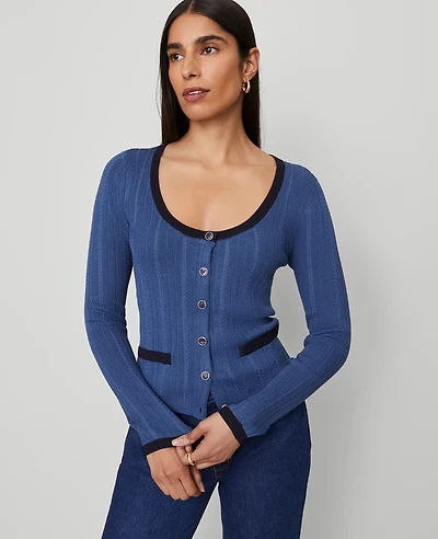 Ann Taylor Contrast Trim Cardigan Women's