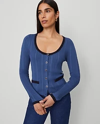 Ann Taylor Contrast Trim Cardigan Women's