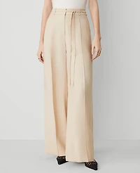 Ann Taylor The Belted Wide-Leg Pant in Twill Size 4 Sands Edge Women's