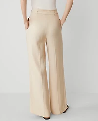 Ann Taylor The Belted Wide-Leg Pant in Twill Size 4 Sands Edge Women's