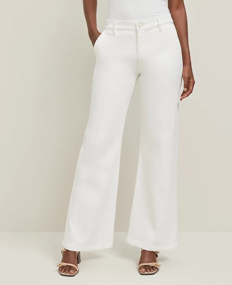 Ann Taylor The Petite Refined Wide-Leg Jean White Women's