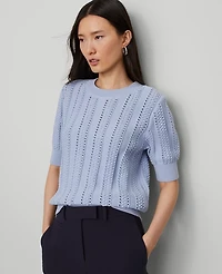 Ann Taylor Cable Wedge Sweater T-Shirt Size XS Placid Blue Women's