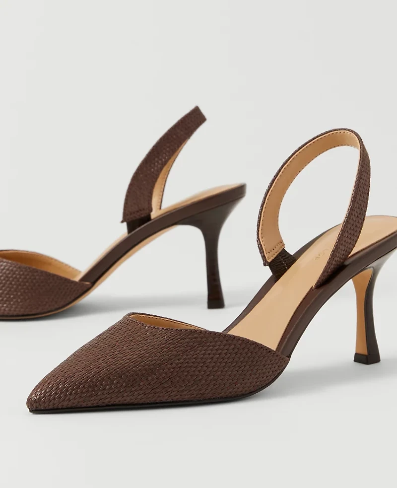 Ann Taylor Kerry Straw Pump Rich Walnut Women's
