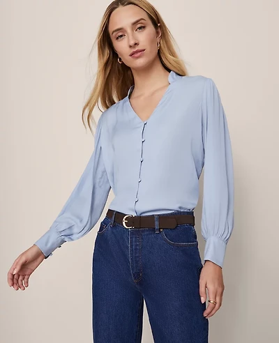 Ann Taylor V-Neck Popover Top Women's