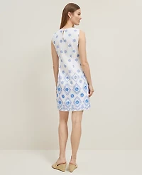 Ann Taylor Eyelet Sheath Dress Blue Women's