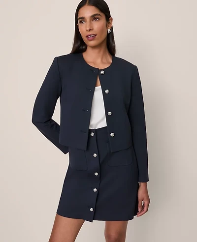 Ann Taylor The Crew Neck Jacket Ponte Women's