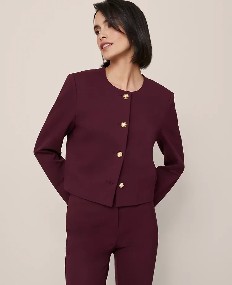 Ann Taylor The Crew Neck Jacket Ponte Women's