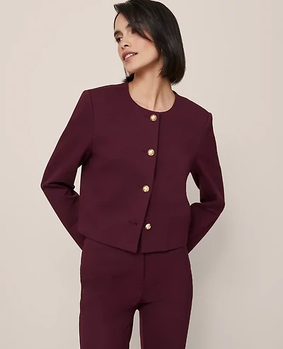 Ann Taylor The Crew Neck Jacket Ponte Women's