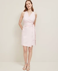 Ann Taylor Linen Blend V-Neck Wrap Dress Potpourri Women's