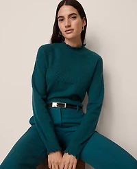 Ann Taylor Ruffle Trimmed Mock Neck Sweater Women's