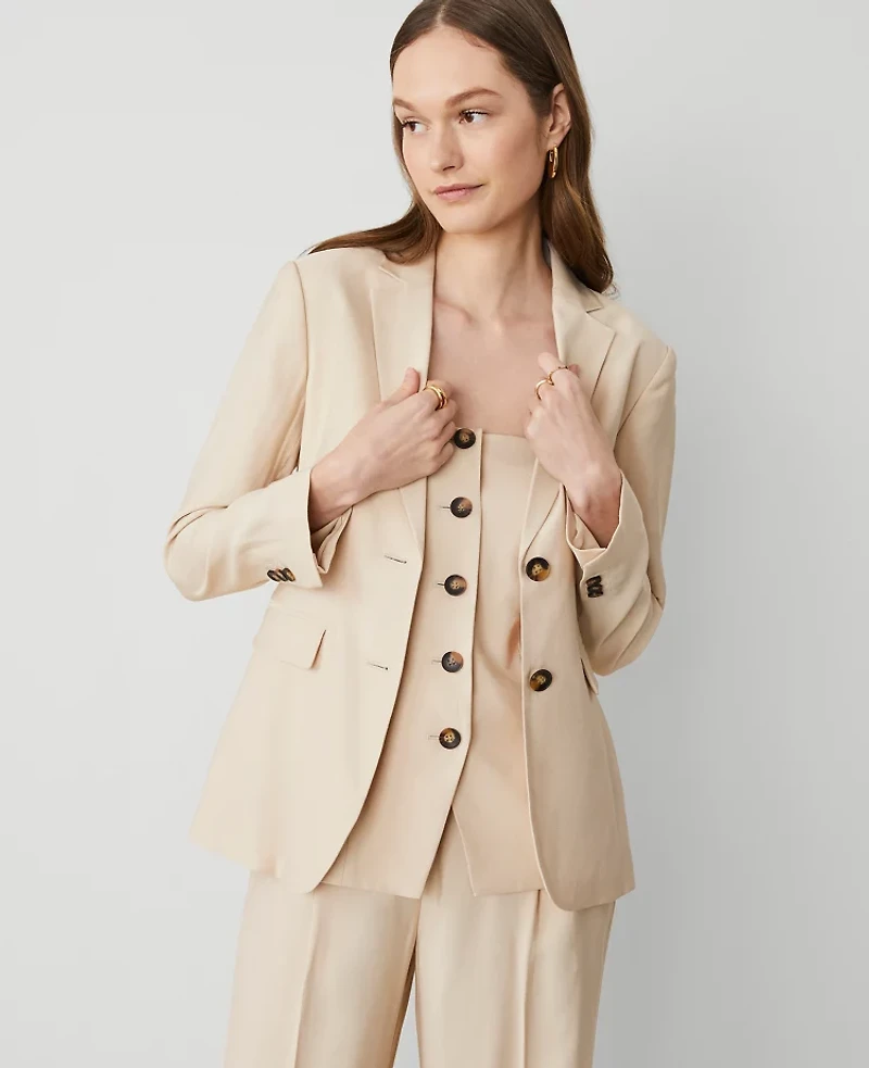 Ann Taylor The Petite Greenwich Blazer Size 8 Sands Edge Women's