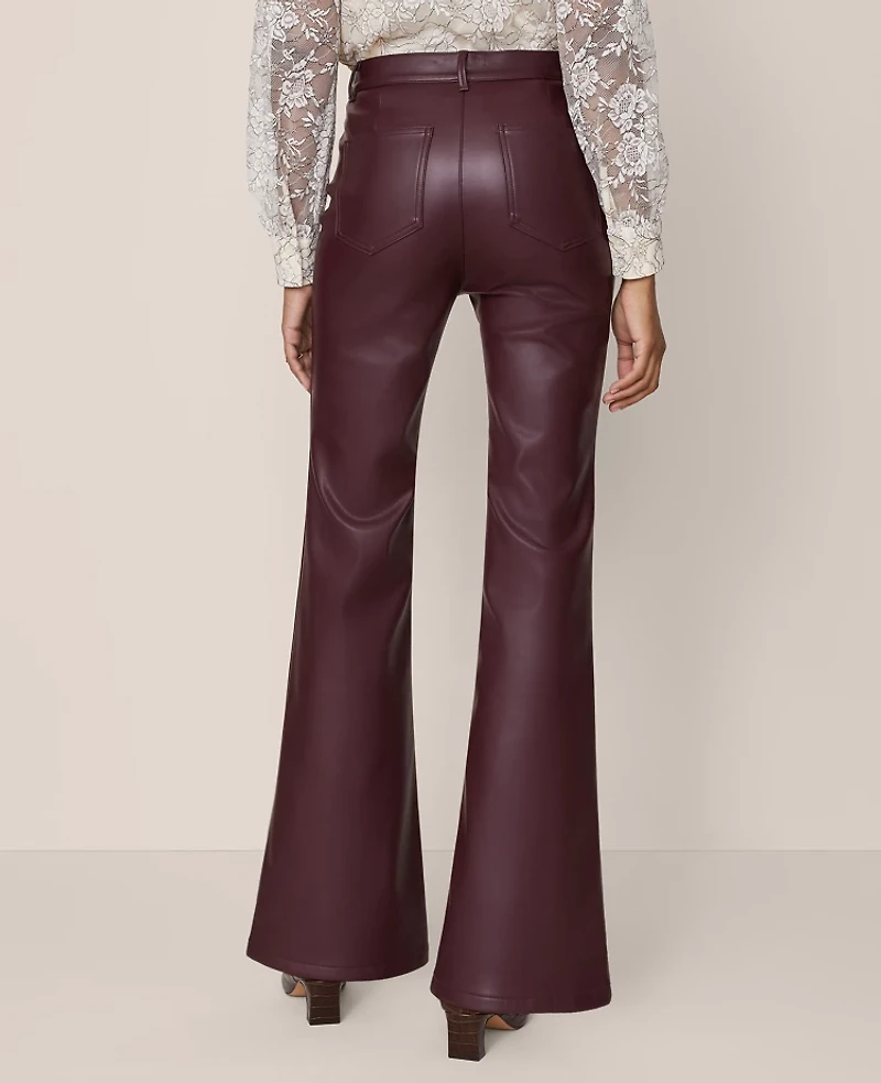 Ann Taylor The Faux Leather Flare Pant Poised Plum Women's