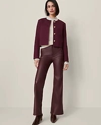 Ann Taylor The Faux Leather Flare Pant Poised Plum Women's