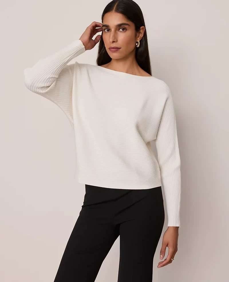 Ann Taylor Ribbed Boatneck Sweater Women's