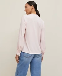 Ann Taylor Scalloped Mixed Media Top Women's